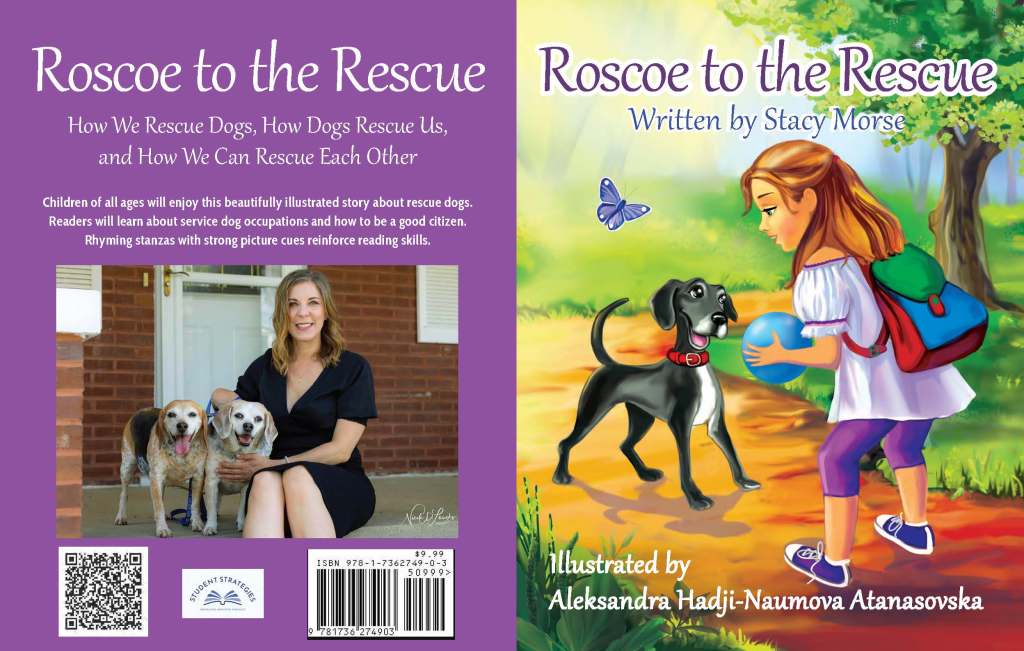 children's story about rescue dogs - roscoe to the rescue - stacy morse